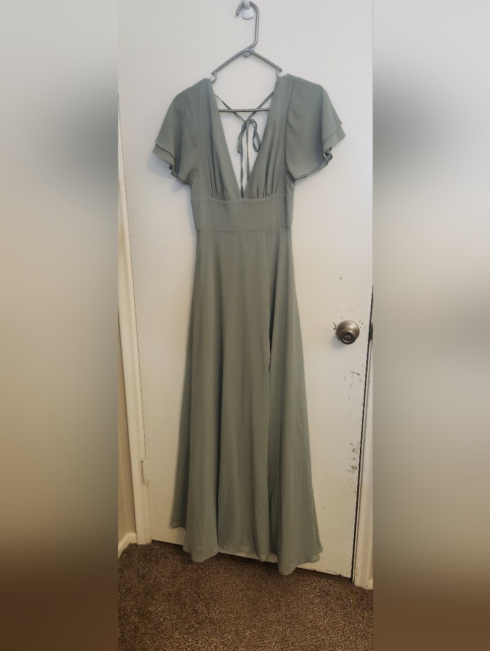 Lulu's Sage Green Maxi Dress with Flutter Sleeves